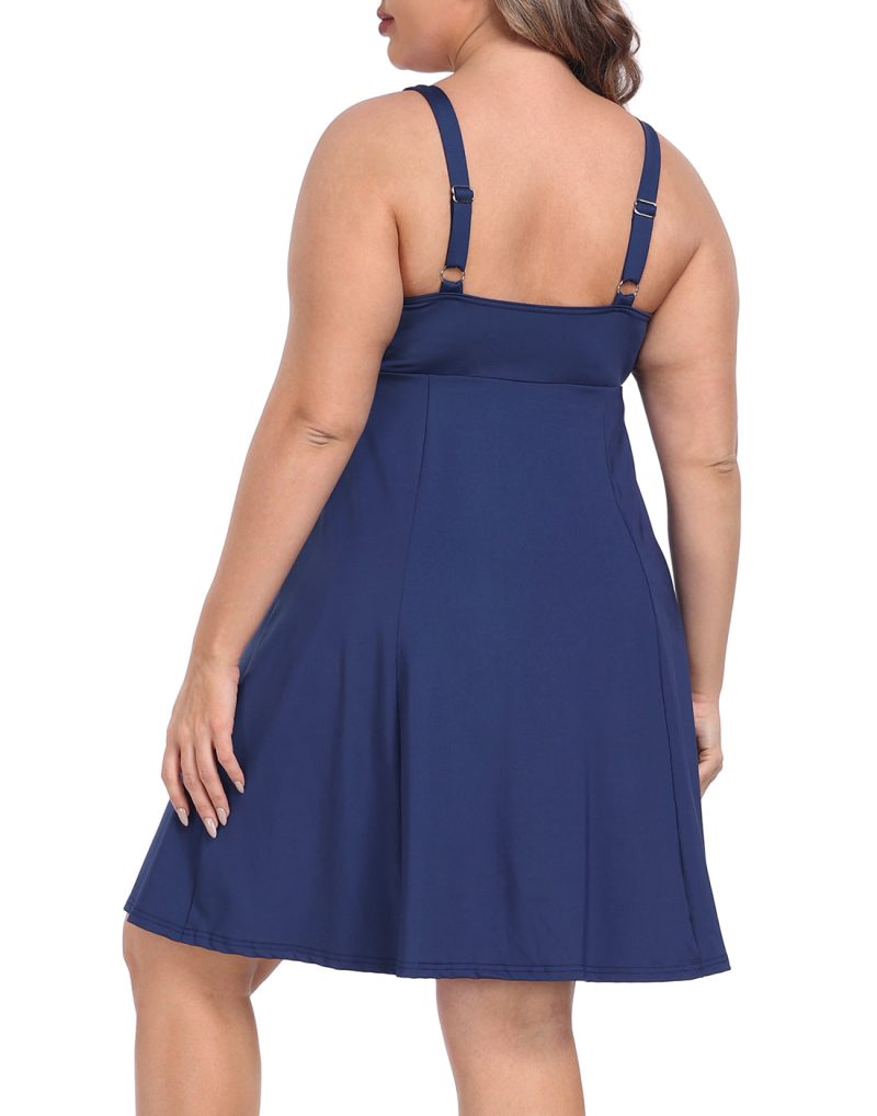 Plus Size Tennis Athletic Workout Dress with Built-in Shorts & Bra - Image 45