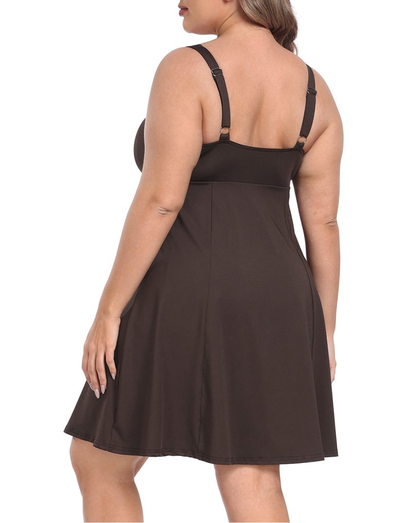 Plus Size Tennis Athletic Workout Dress with Built-in Shorts & Bra - Image 57