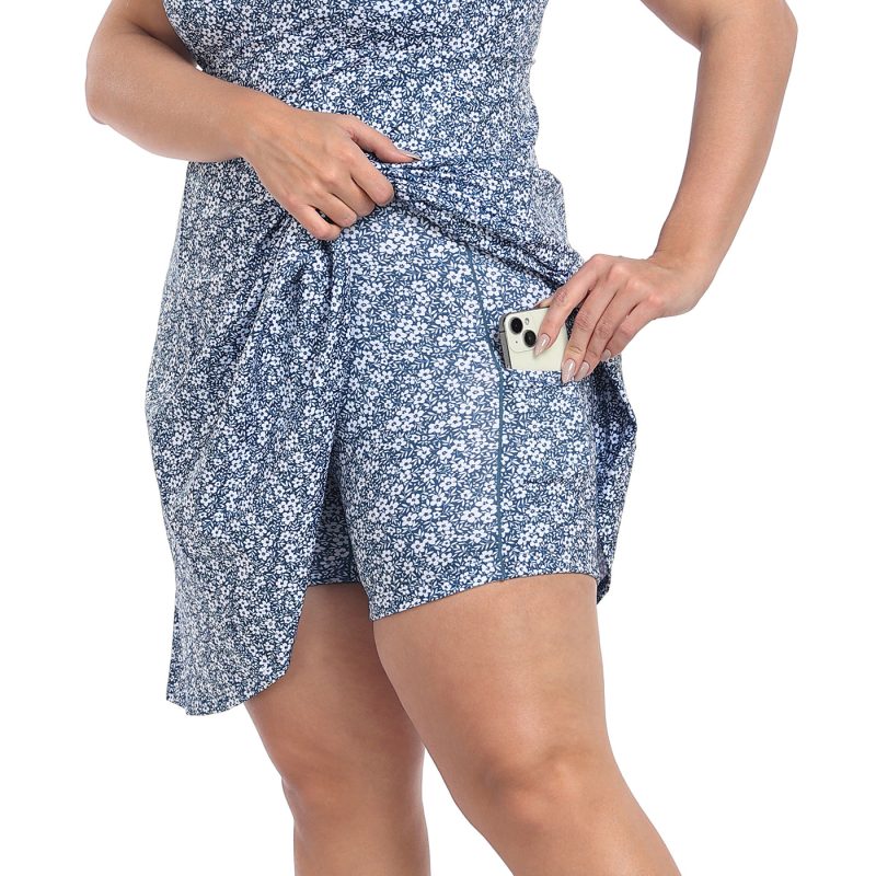 Plus Size Tennis Athletic Workout Dress with Built-in Shorts & Bra - Image 61