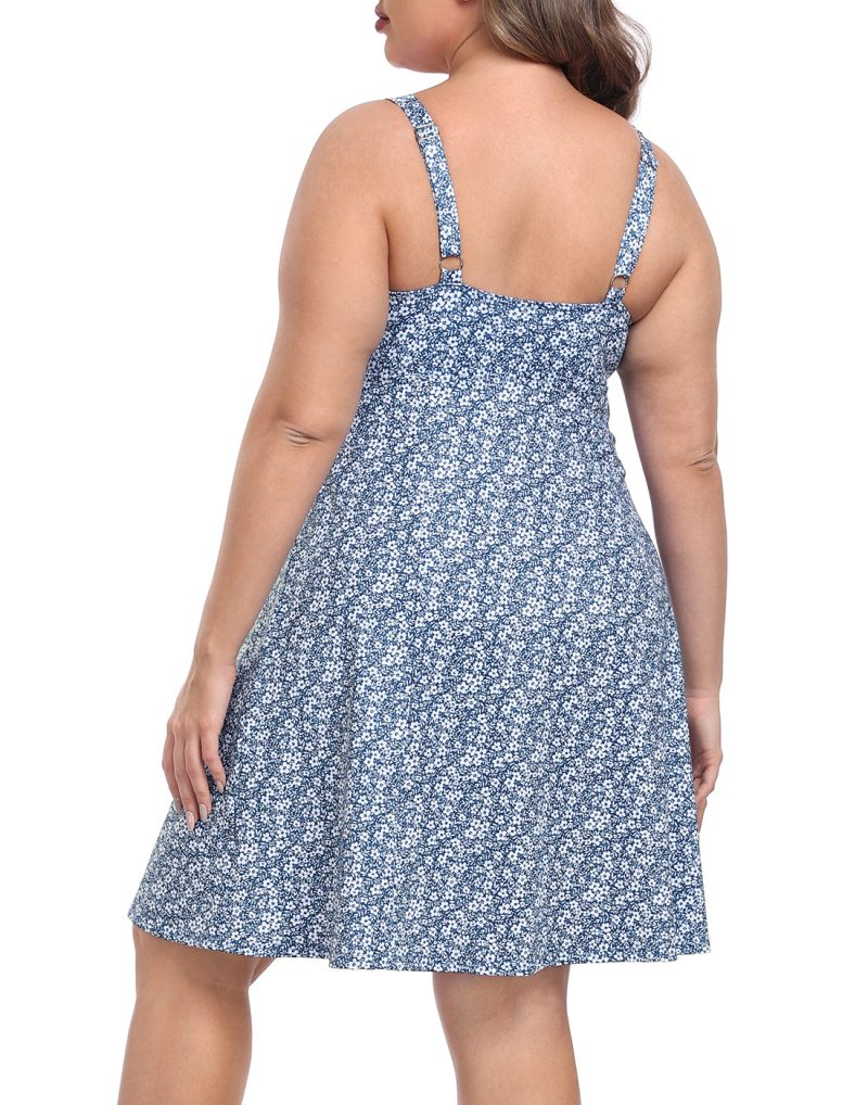 Plus Size Tennis Athletic Workout Dress with Built-in Shorts & Bra - Image 63