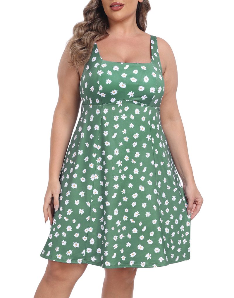 Plus Size Tennis Athletic Workout Dress with Built-in Shorts & Bra - Image 68