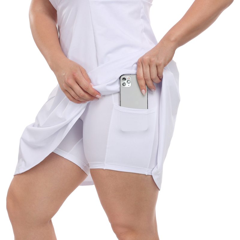 Plus Size Tennis Athletic Workout Dress with Built-in Shorts & Bra - Image 17