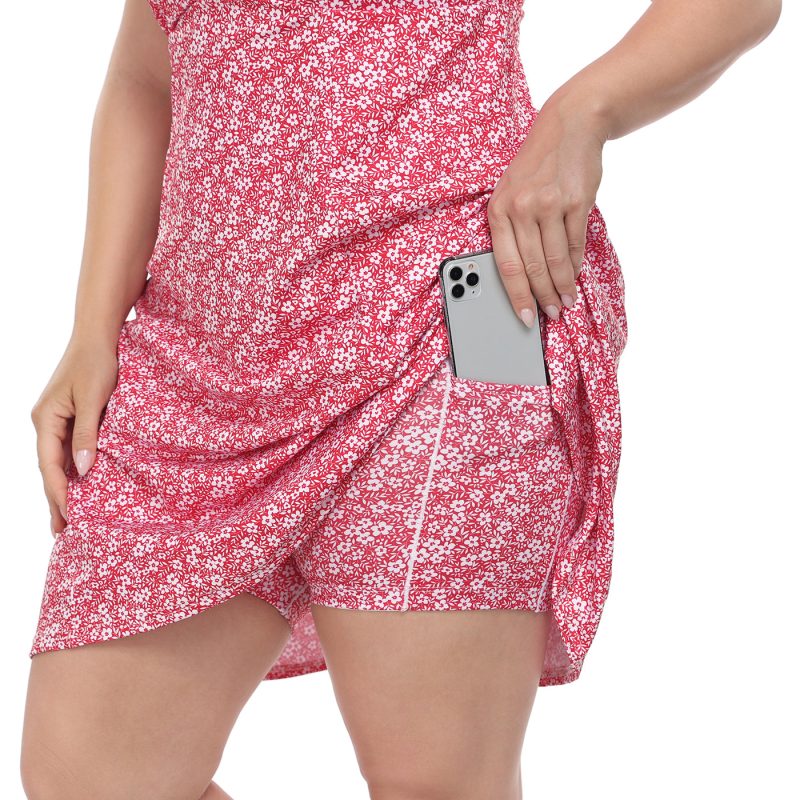 Plus Size Tennis Athletic Workout Dress with Built-in Shorts & Bra - Image 27