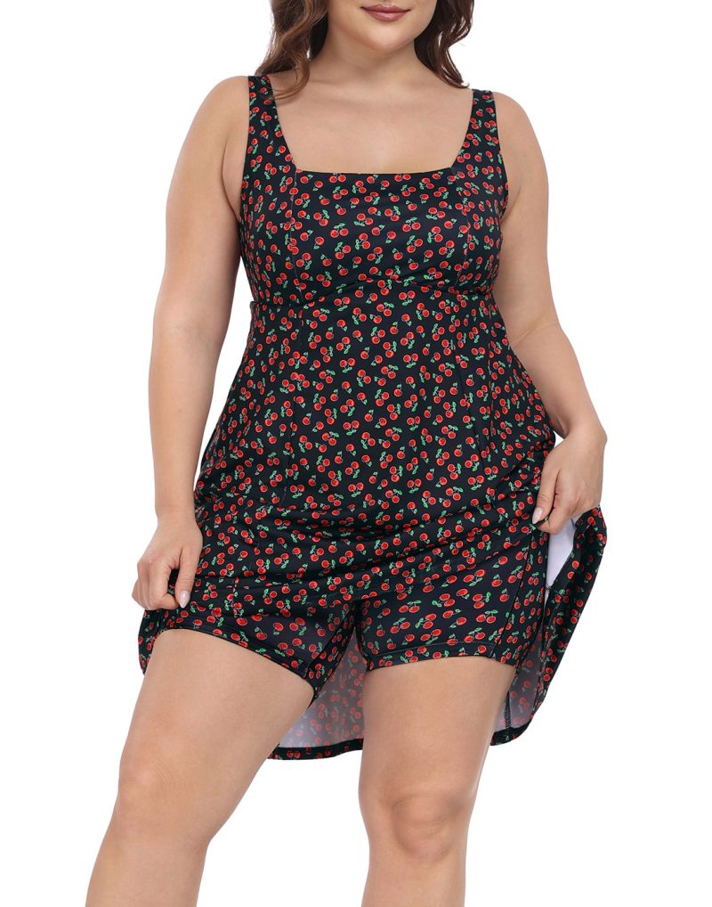 Plus Size Tennis Athletic Workout Dress with Built-in Shorts & Bra - Image 33