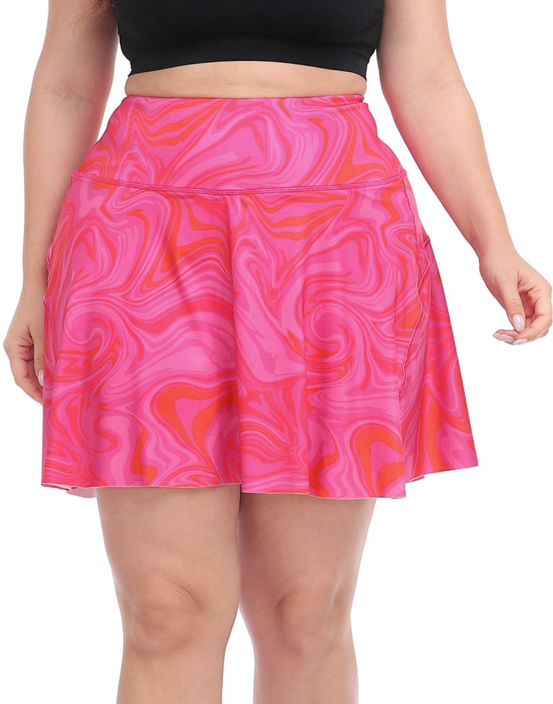 Plus Size Tennis Skort Pleated Golf Skirt with Shorts - Image 46