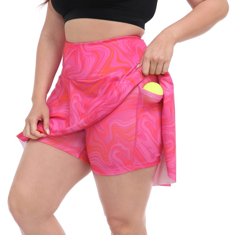 Plus Size Tennis Skort Pleated Golf Skirt with Shorts - Image 47