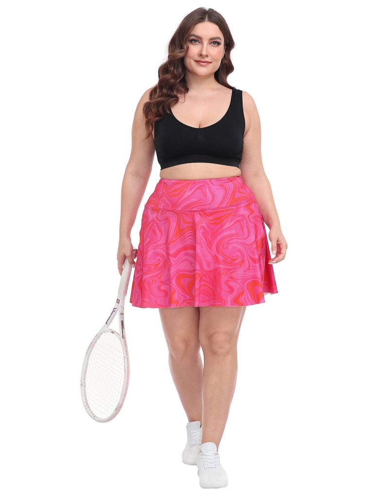 Plus Size Tennis Skort Pleated Golf Skirt with Shorts - Image 48